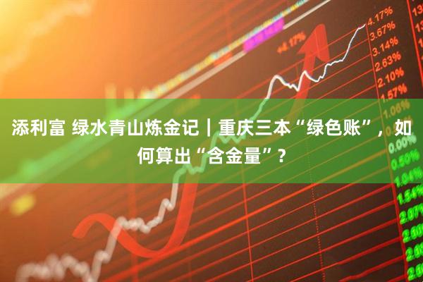 添利富 绿水青山炼金记｜重庆三本“绿色账”，如何算出“含金量”？
