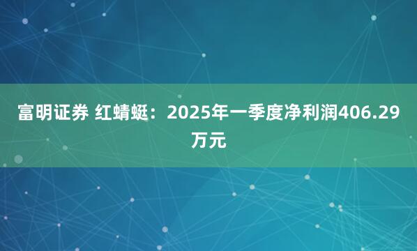 富明证券 红蜻蜓：2025年一季度净利润406.29万元