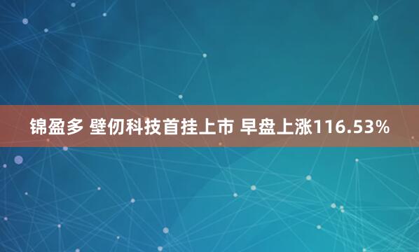 锦盈多 壁仞科技首挂上市 早盘上涨116.53%