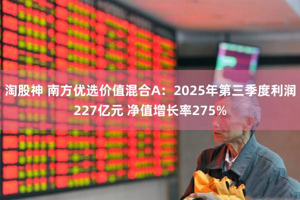 淘股神 南方优选价值混合A：2025年第三季度利润227亿元 净值增长率275%